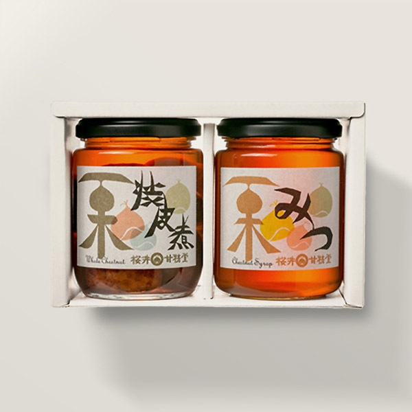 桜井甘精堂 ビン詰め2点セットB（栗の渋皮煮1＋栗みつ1） | シブヤ