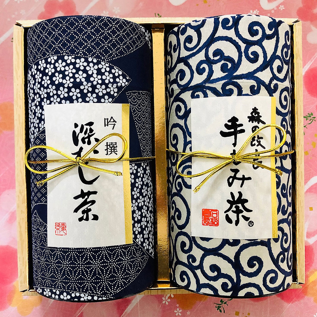 お茶の石松園 藍染め和貼缶ギフト | シブヤフード オンラインストア