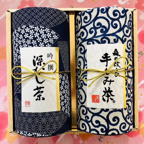 お茶の石松園 藍染め和貼缶ギフト | シブヤフード オンラインストア