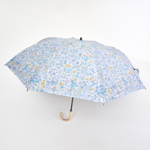 スプリングフラワー柄・晴雨兼用折傘トップレス ホワイト